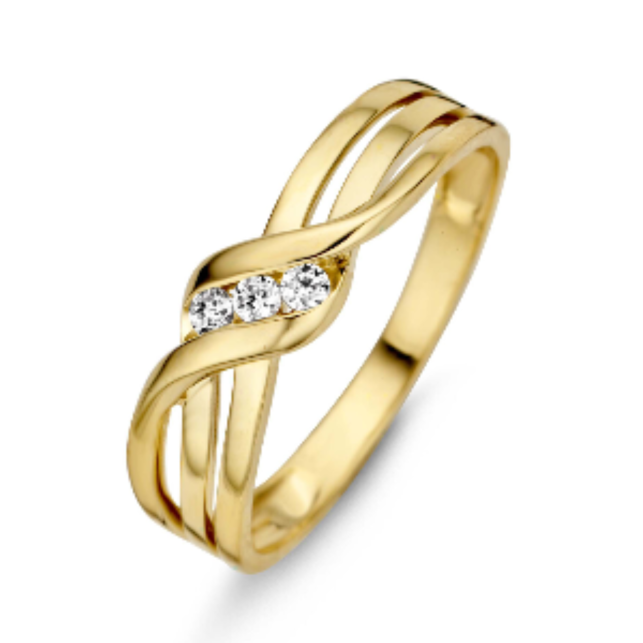 Gouden ring met 3x zirkonia 29912504