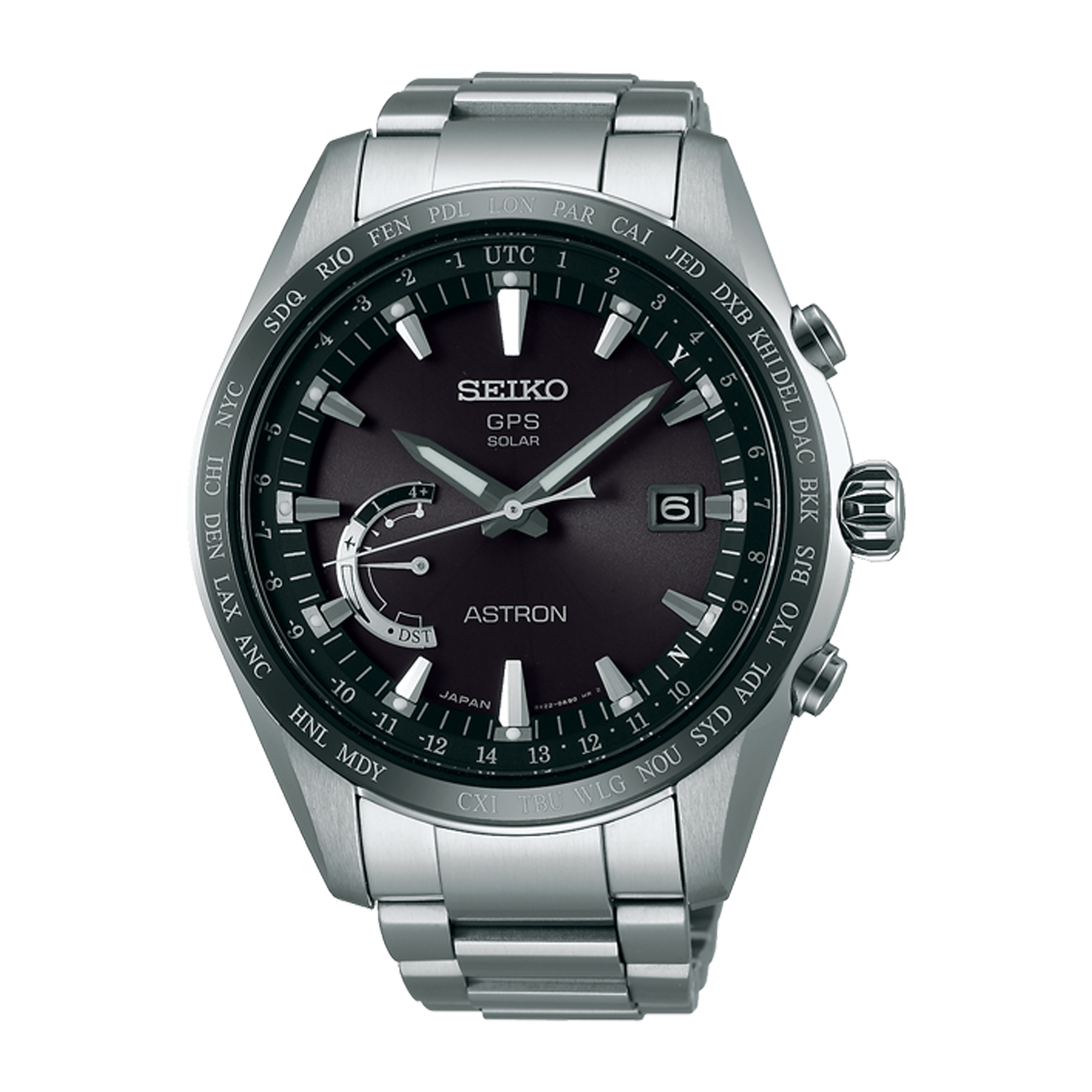 Seiko Astron - Solar wereld time staal/titaan met perpetual calendar en saffierglas 100m WR 8X22-0AG0 - SSE085J1