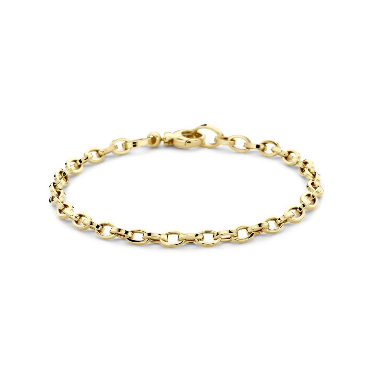 Gouden armband fantasie jasseron ovaal 18.5cm 4mm