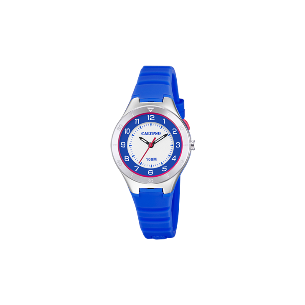 Een stoer kinderhorloge waarmee ze nooit meer te laat komen!
Kunststof kast met een rubber band en aangeduid met arabische cijfers. Tot wel 10 ATM waterdicht en met een lichtfunctie!