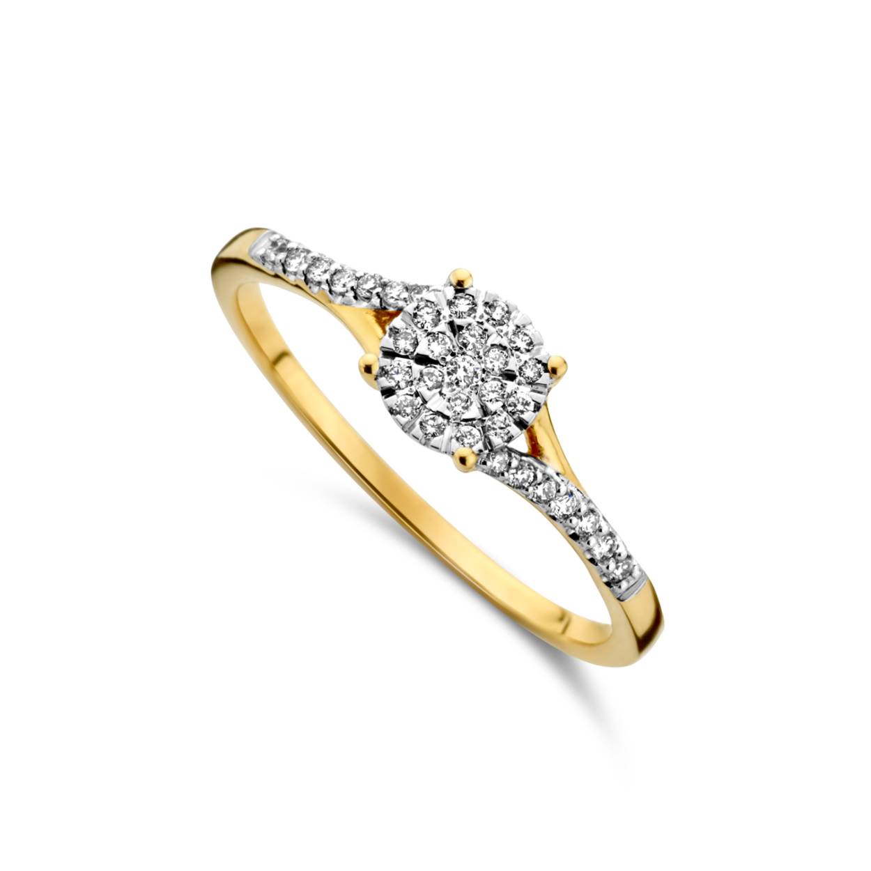 Ring geel goud 18kt met diamanten.