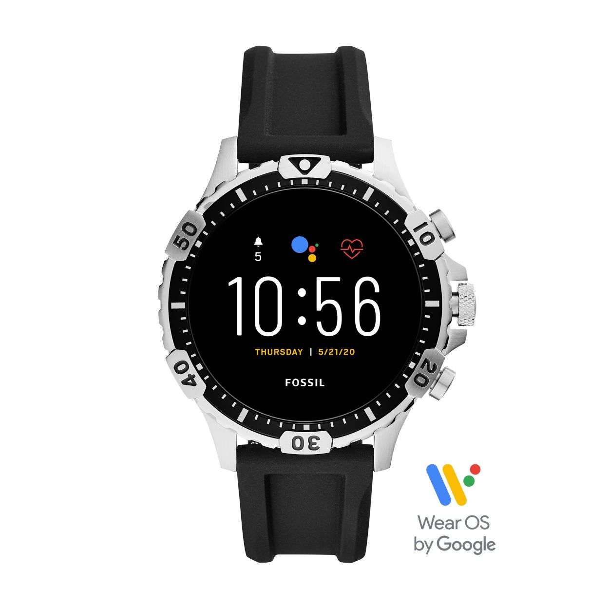 Deze stijlvolle generatie 5 Fossil smartwatch is een slimme toevoeging aan je dagelijks leven! Via Bluetooth koppel je de smartwatch moeiteloos met Android&trade; of iOS&reg; smartphones. Met behulp van het soepele Wear OS by Google&trade; besturingssysteem ontvang je notificaties van al je favoriete apps en profiteer je van talloze functies, zoals:

✓ Hartslagmeter
✓ GPS
✓ Kies je favoriete wijzerplaat
✓ Stappenteller
✓ Swimproof
en meer..

Bij een gemiddeld gebruik moet je je smartwatch na ongeveer een dag opladen, maar ook dat is geen probleem. Deze smartwatch laadt razendsnel op tot 80% binnen 1 uur. Ook is deze generatie 4 smartwatch voorzien van een NFC chip voor o.a. Google Pay.