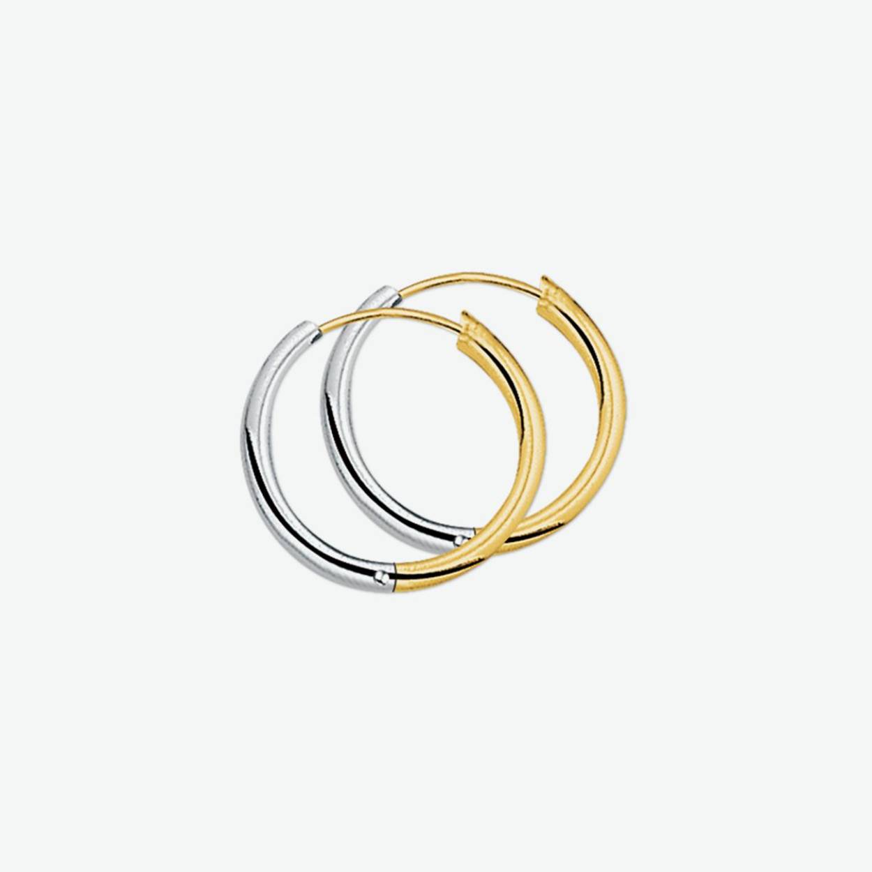 14k geel/wit gouden klapcreolen