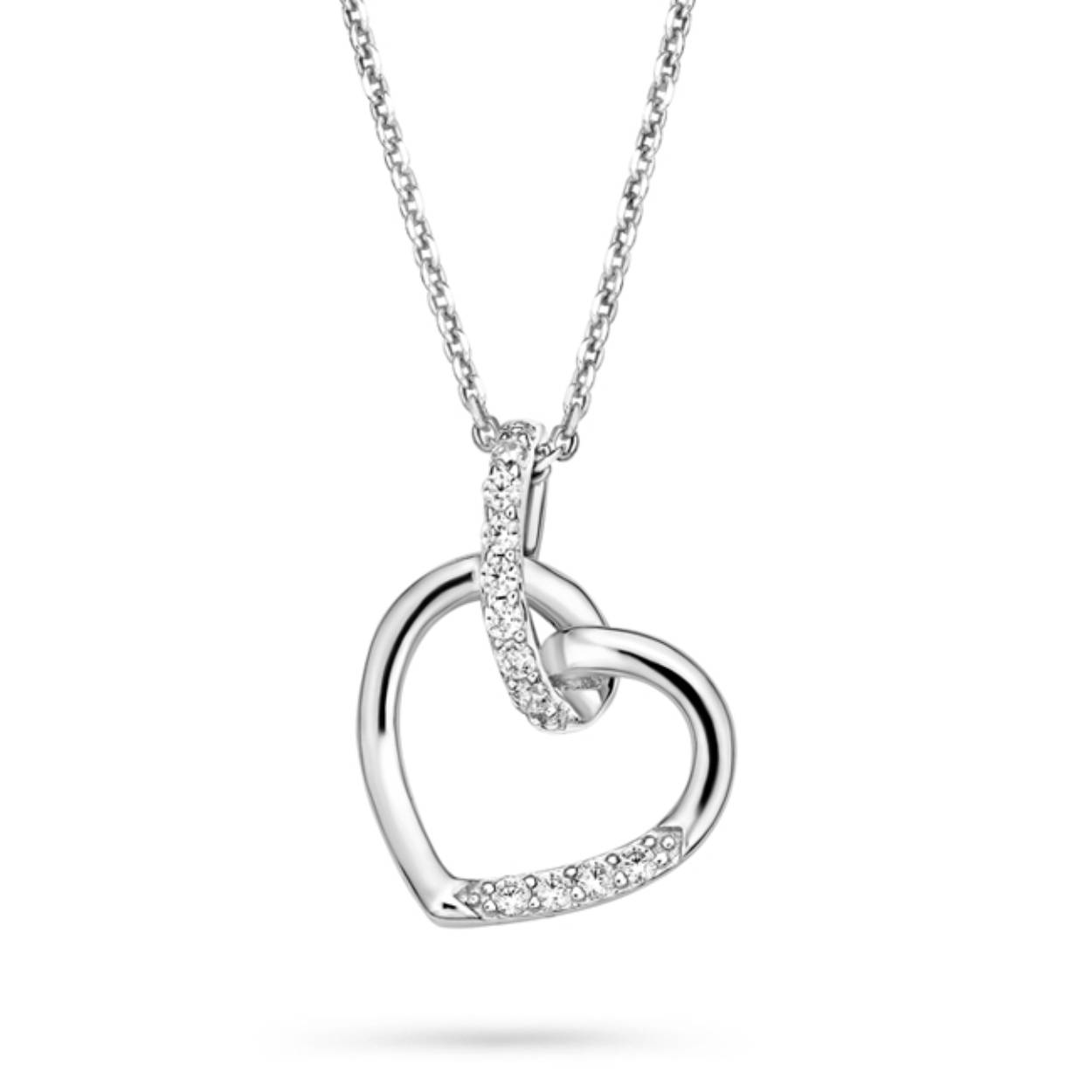 RDL collier met hanger hart, met zirkonia