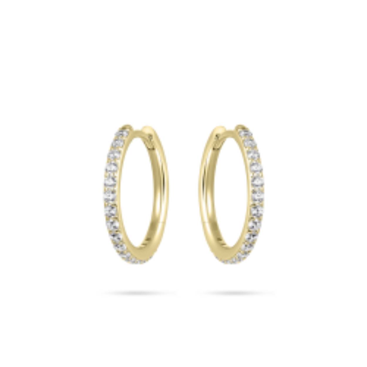14k geelgoud oorringen met zirkonia