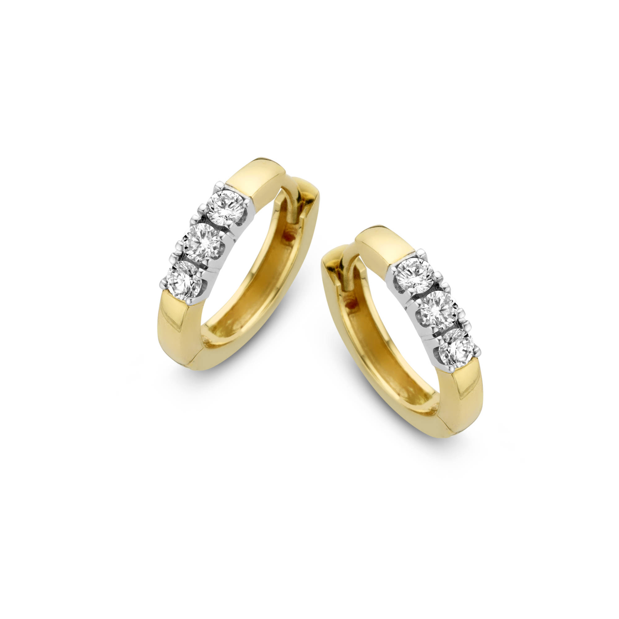 Gd. Briljant klap oorringen Memoria  met 2x 0.03 ct. briljant