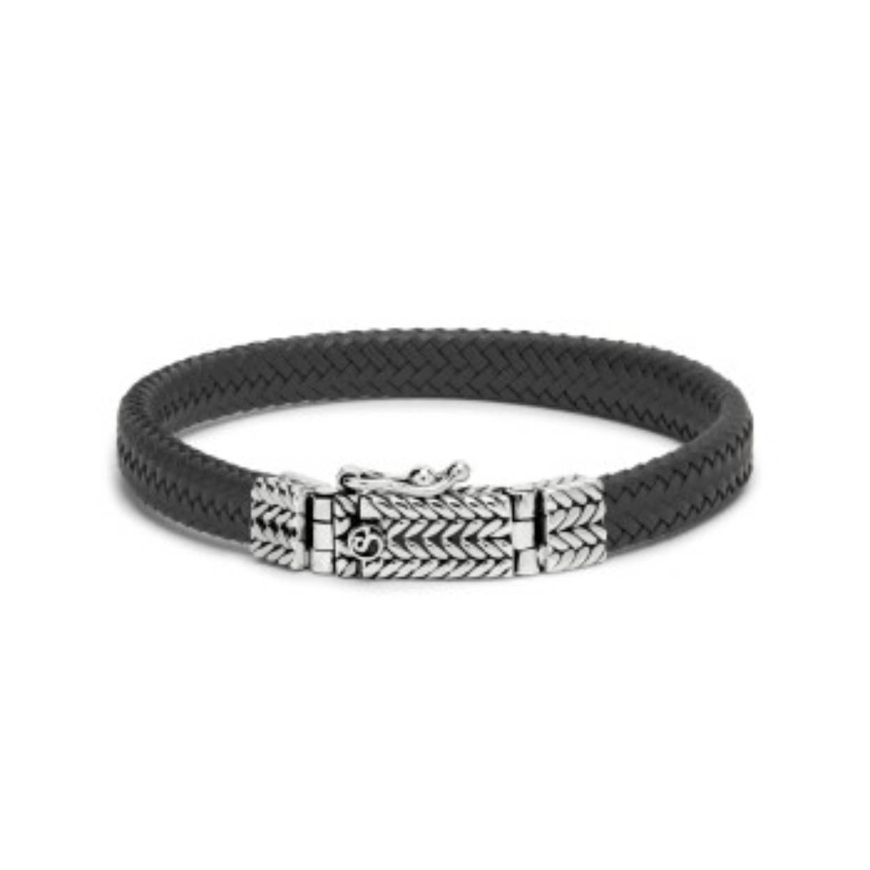 Silk lederen armband met zilveren slot. 