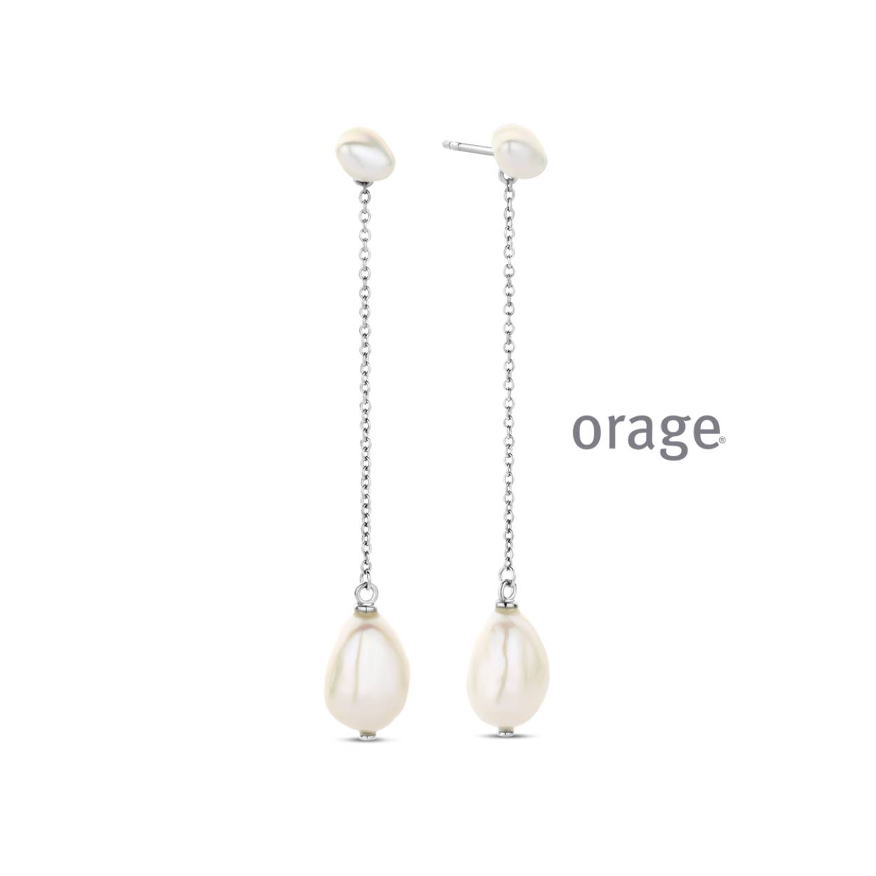 Orage Oorslingers zilver met parel - AW238