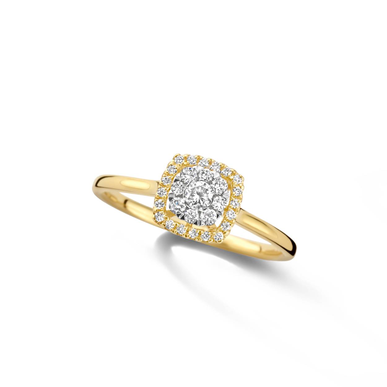 Ring geel en wit goud 18kt met diamanten.