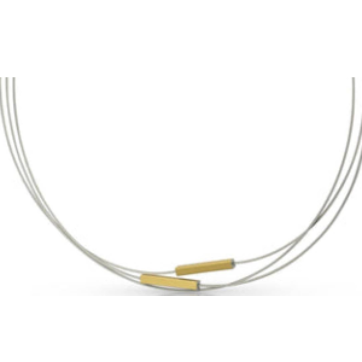 Clic collier met 3 draden met 2 staafjes gematteerd en goudgele kleur, model Suus