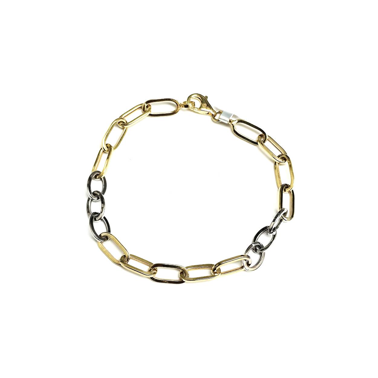 Armband met ovale gouden schakels en ronde witgouden schakels.