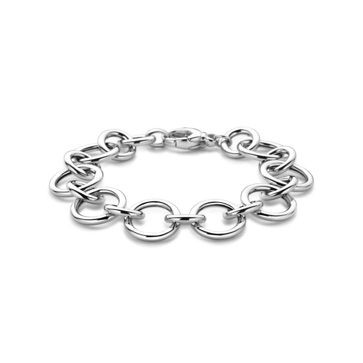 Gerhodineerd 925 zilveren armband met een draaglengte van 20cm. De schakelbreedte is 17mm. Uitgevoerd met een karabijn sluiting.