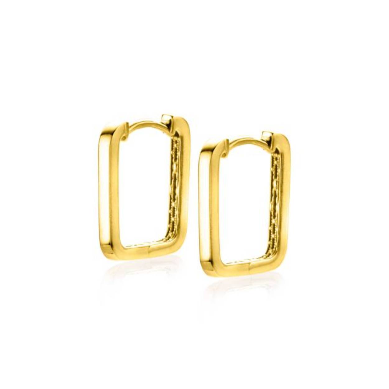 Huiscollectie 14krt geelgoud klapoorringen plain hook 15x10mm