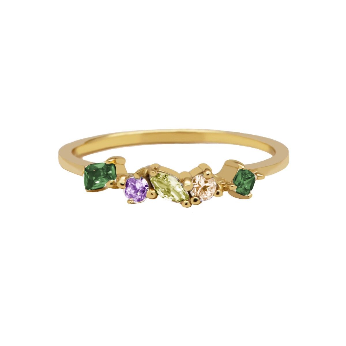 Dit is onze iconic paradise ring. De ring heeft 5 zirconia steentjes. Onze sieraden zijn verkrijgbaar in 925 sterling zilver of met een 14K gouden plating.
