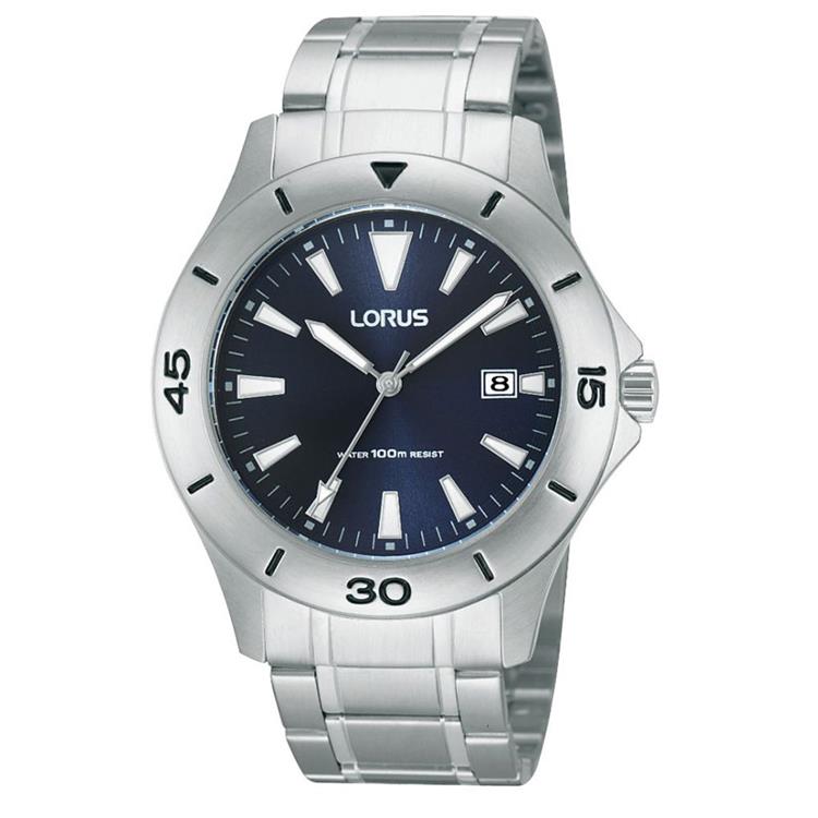 Lorus stalen herenhorloge met blauwe wijzerplaat