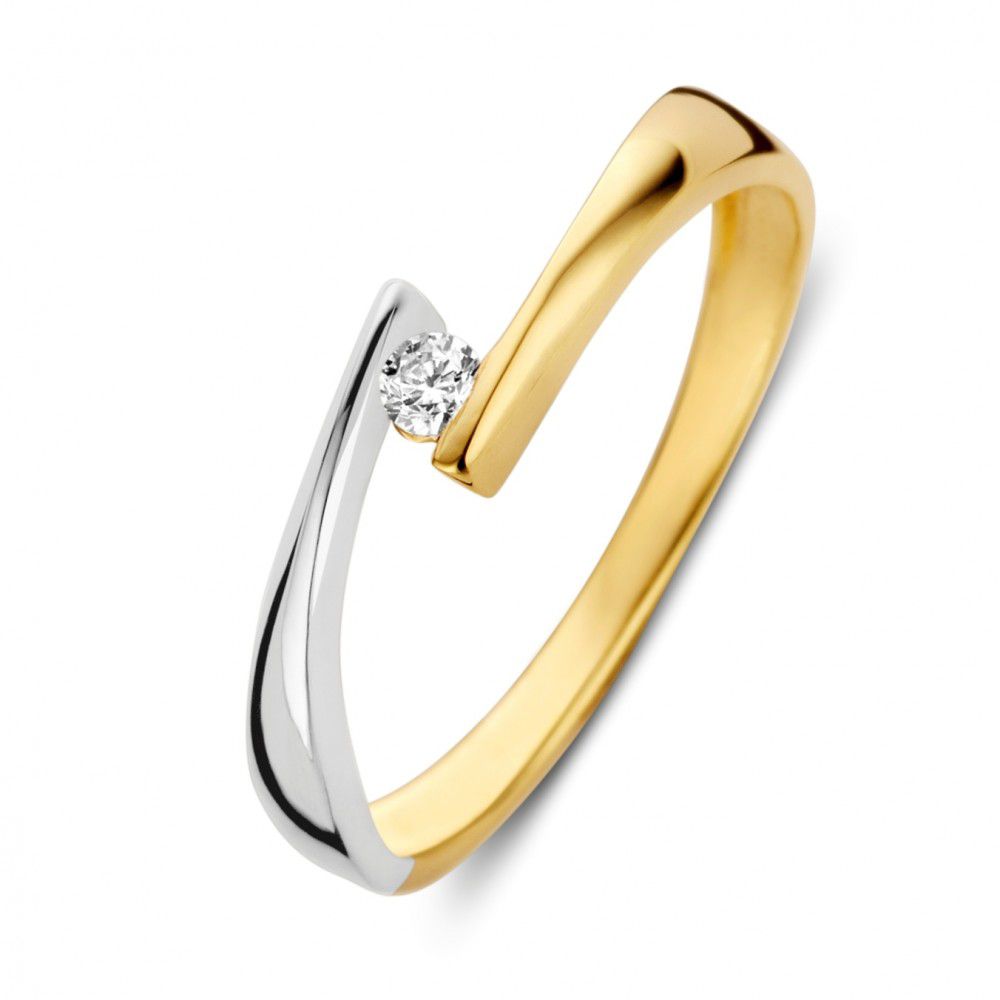 Ring bicolor, 1 zirkonia mt 54