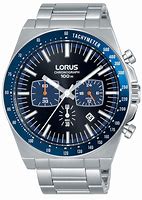 Lorus stalen herenhorloge chronograaf met blauwe wijzerplaat