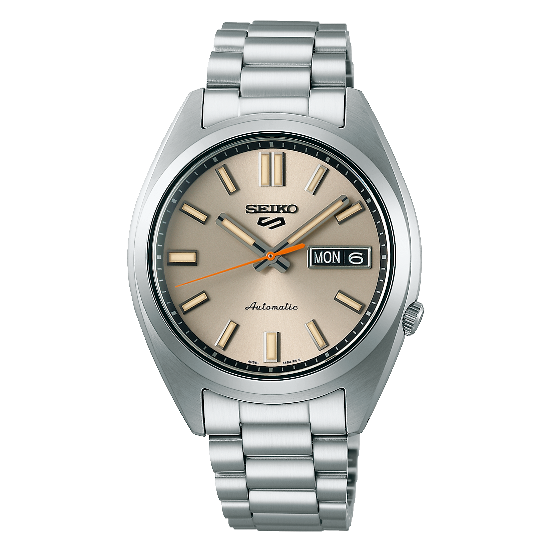 SEIKO SRPK89K1 heren polshorloge uit de serie Seiko 5 Sport. uurwerk mechanisch automaat. Edelstalen kast 37,4 mm met Hardlex glas. Edelstalen schakelband met vouwsluiting. Zilver Cr&eacute;me wijzerplaat met licht gevende wijzers en index. 10 ATM waterdicht.