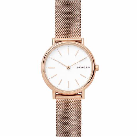 Skagen rosé stalen dameshorloge met milanese band