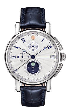 De prachtige Hypernova van Christiaan van der Klaauw is er in diverse kleuren. Dit horloge combineert een chronograaf met een dag/nacht aanduiding, een vernuftige datumaanduiding en een fraaie maanstand indicatie. Deze maanstand indicatie is op de 6-uurs positie af te lezen. Wanneer de maan links van het midden staat bevindt de maan zich in het eerste kwartier. Wanneer de beeltenis in het midden staat is het volle maan en aan de rechterkant van het midden bevindt de Maan zich in het laatste kwartier. Indien de maan niet zichtbaar is ziet men in het venster een prachtige sterrenhemel en is het nieuwe Maan. De CVDK Hypernova is het eerste model in de collectie van CVDK met onze nieuwe extra grote kast, met een diameter van 44 millimeter