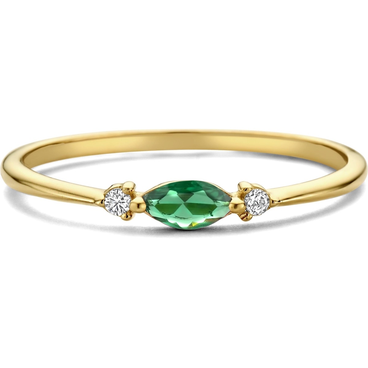 Laat je betoveren door de tijdloze elegantie van de SWBR10180-Y26 Happiness  gouden ring met zirkonia  van Swing Jewels. Deze prachtige ring met steen is vervaardigd van hoogwaardig goud en heeft een warme goudkleur, dankzij het gebruik van geelgoud. Met een goudgehalte van  ben je verzekerd van duurzaamheid en kwaliteit. De schitterende zirkonia in een diepe groene kleur vormt het stralende middelpunt van deze ring, waardoor je altijd een vleugje natuurlijke schoonheid met je meedraagt.