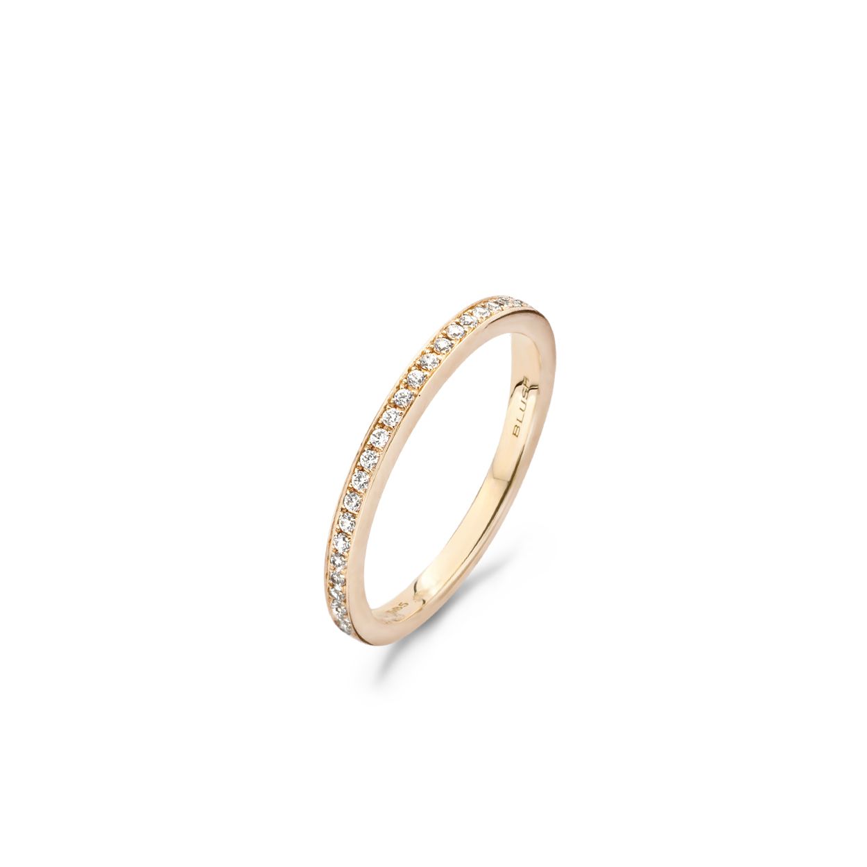 gouden Blush ring, rose+pave zirconias mt54