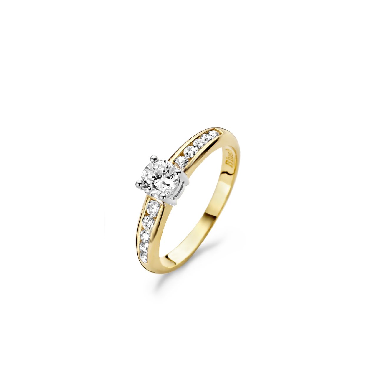 Blush - 14kt bicolour geel/witgouden damesring bezet met zirconia's, maat 52 - 1154BZI/52