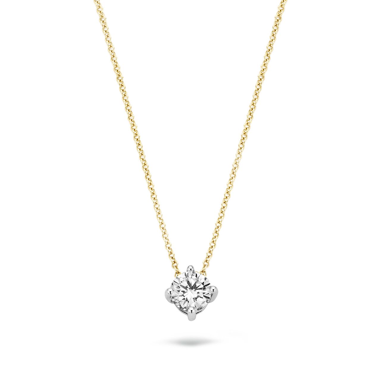 Blush Ketting 3057BZI -  Geel en Wit Goud (14Krt.) met Zirconia
