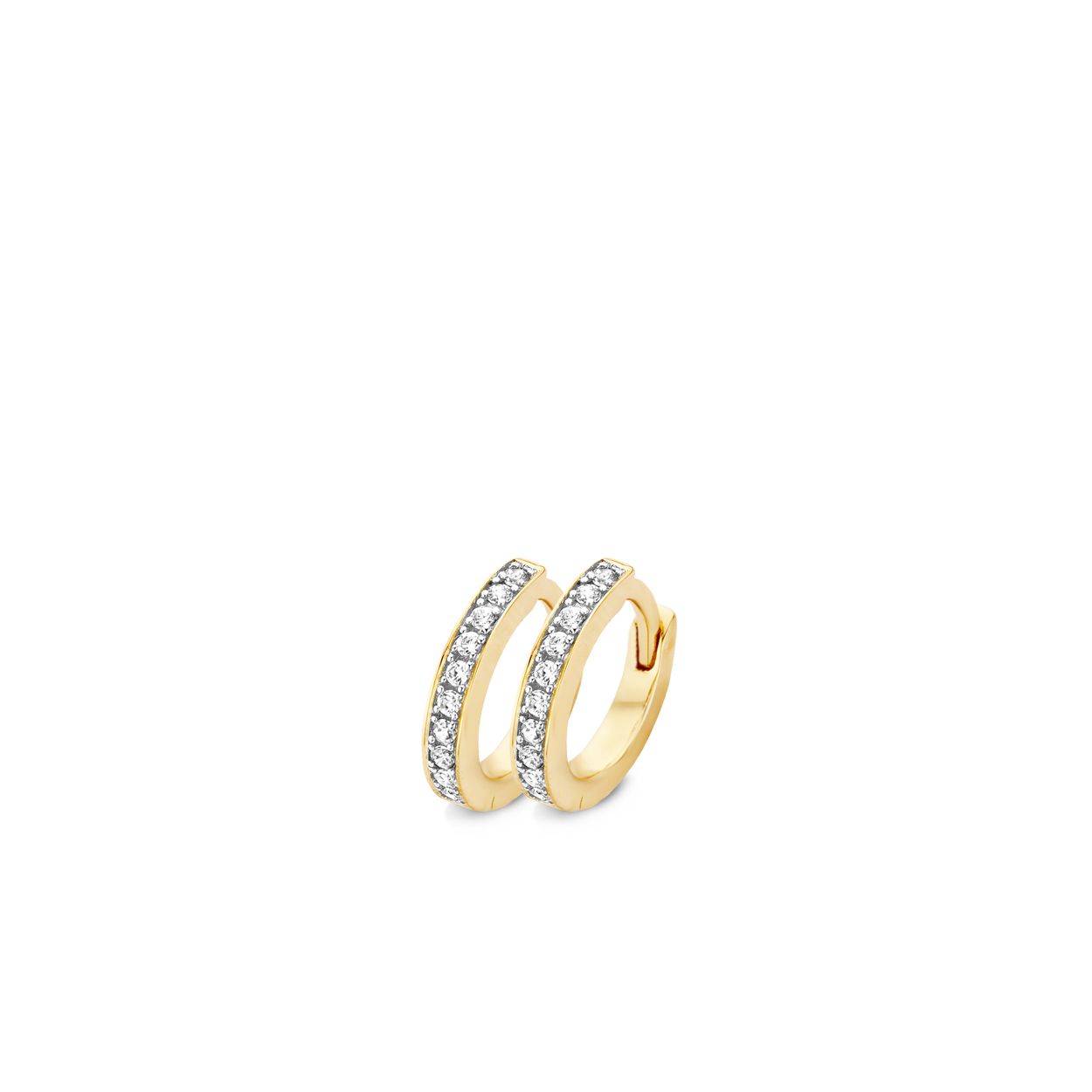 Blush - 14kt geelgouden klapcreolen bezet met zirconia's - 7129BZI