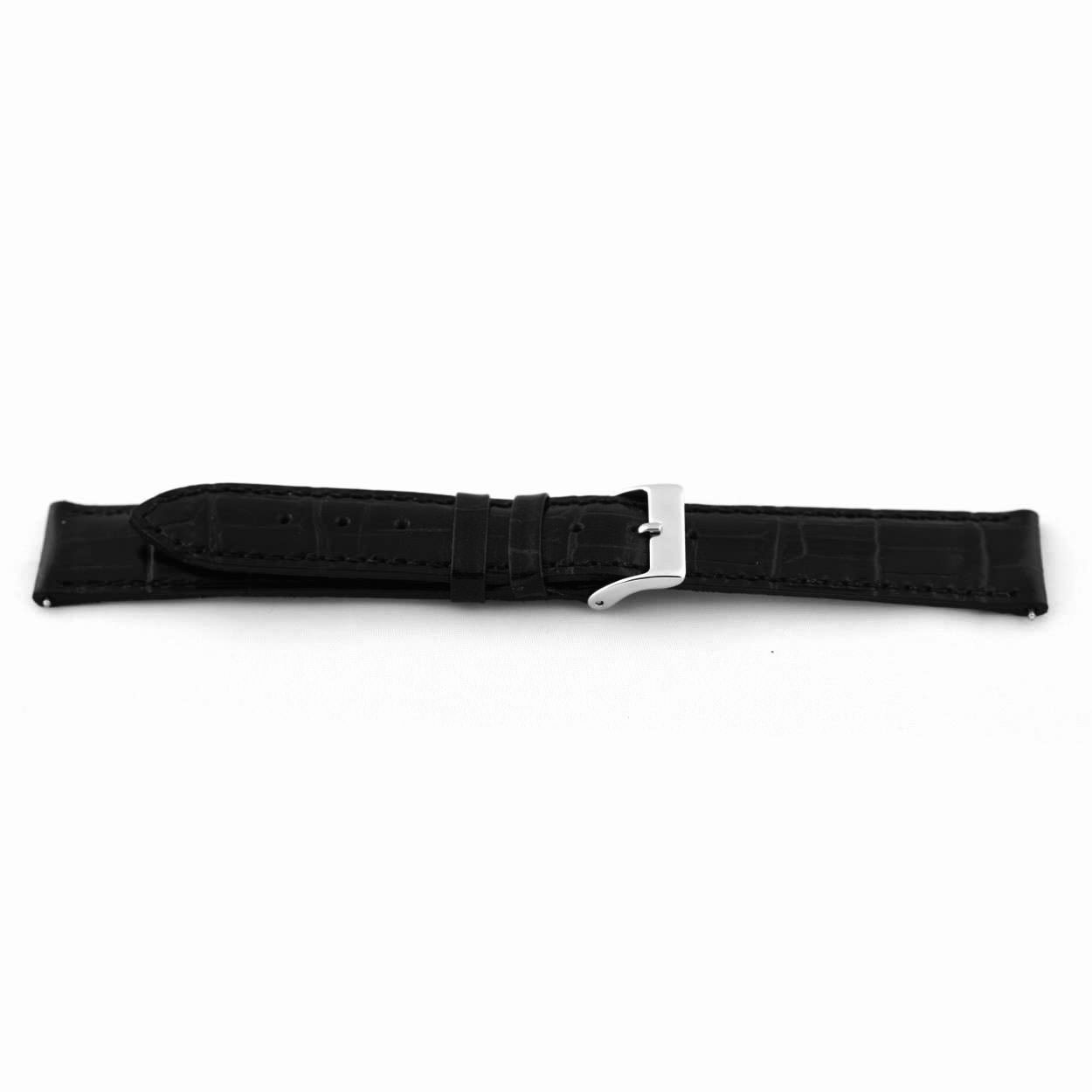Italiaans lederen horlogeband extra lang, G62/A32, zwart, glad en gestikt. 
Kleur band: Zwart
Band dikte: 3.2mm
Band lengte: 73/133mm
Band breedte: 16x14mm
Gesp: All Stainless Steel
Bekleding binnenband: Nubuck
Gestikt: Ja
Pushpin: exclusief
Hypo allergisch: Ja
EAN: 4780258634580