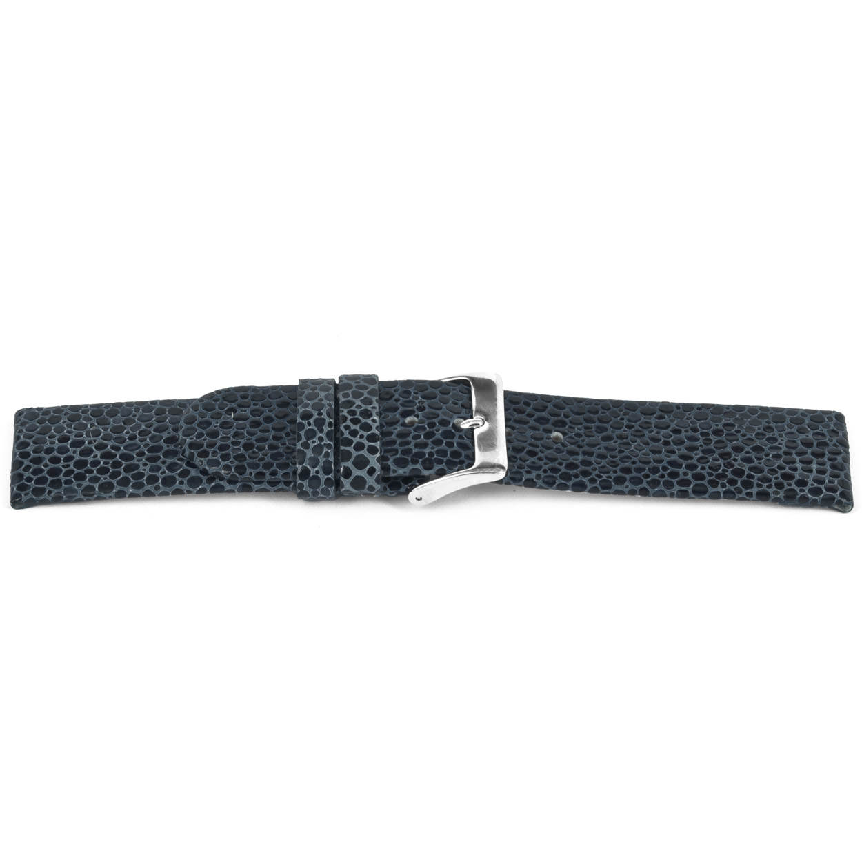 Blauw lederen horlogeband met zilverkleurig edelstalen gesp.
Kleur band: Blauw
Band dikte: 2.2mm 
Band lengte: 65/105mm
Band breedte: 16x16
Gesp: Stainless steel
Bekleding binnenband: Nubuck
Gestikt: Nee
Pushpin: Exclusief
Hypo allergisch: Ja
NFC Chip: Ja