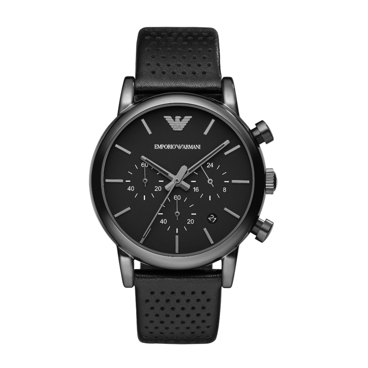 Dit Emporio Armani horloge heeft een edelstalen kast en een lederen band. Dit horloge komt uit de LUIGI collectie.