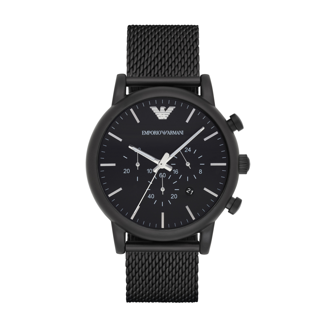 Een stijlvol zwart horloge van het merk Emporio Armani