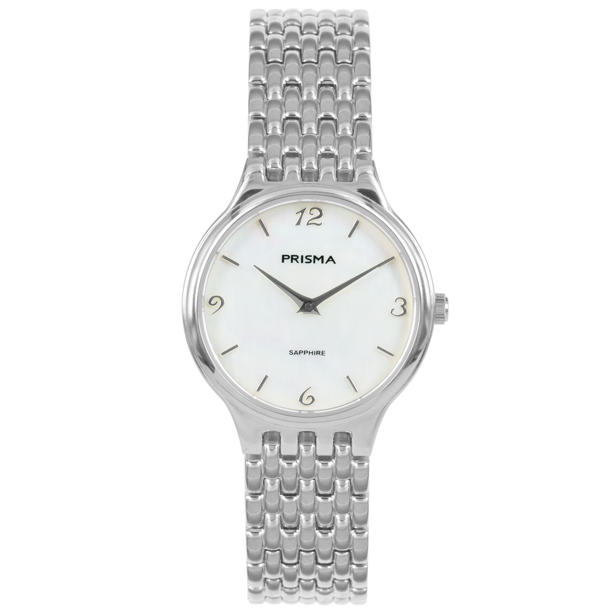 Prisma horloge 1275 dames titanium saffierglas 5 ATM 

Algemeen
Geslacht: dames
Model: P.1275

Voordelen
- band titanium zilver
- wijzerplaat parelmoer met zilvere cijfers (arabisch)
- geschikt voor mensen met een allergie
- draagcomfort door licht gewicht
- glas is zeer krasvast
- duidelijke tijdsweergave
- spat waterdicht: handenwassen, regen
- quartz
- maat kast 28,03mm (breedte) 6,54mm (dikte)