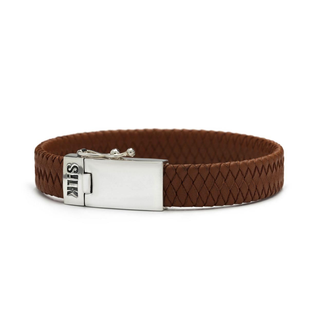 armband van Silk in bruin leer met een mooi zilveren bakslot
