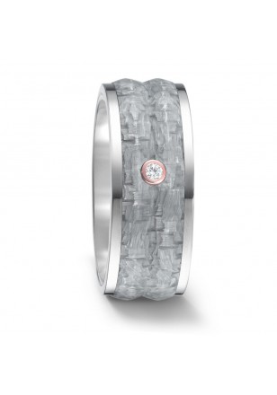 Ring Brillant 0,05 ct. Titan Grey Carbon 14kt rosé goud 8mm