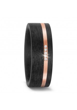 Ring Brillant 0,02 ct. 14kt geel goud Carbon 8mm