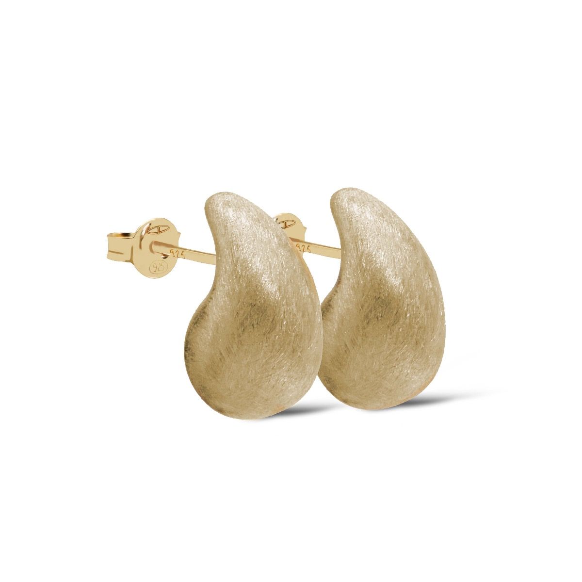 zilveren Karma oorhangers, XL CHUNKY DROP Brushed 16MM Goldplated