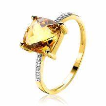 Zinzi Gold gouden ring met citrien en diamant