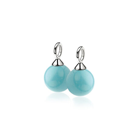 ZINZI zilveren oorbedels met turquoise glasparel. De parel is 10mm groot. Hang ze sierlijk aan je zilveren Zinzi oorringen . De oorringen zijn niet bij de prijs inbegrepen. Vervaardigd van eerste gehalte zilver (925) en met extra rodiumlaag voor een langdurige glans.